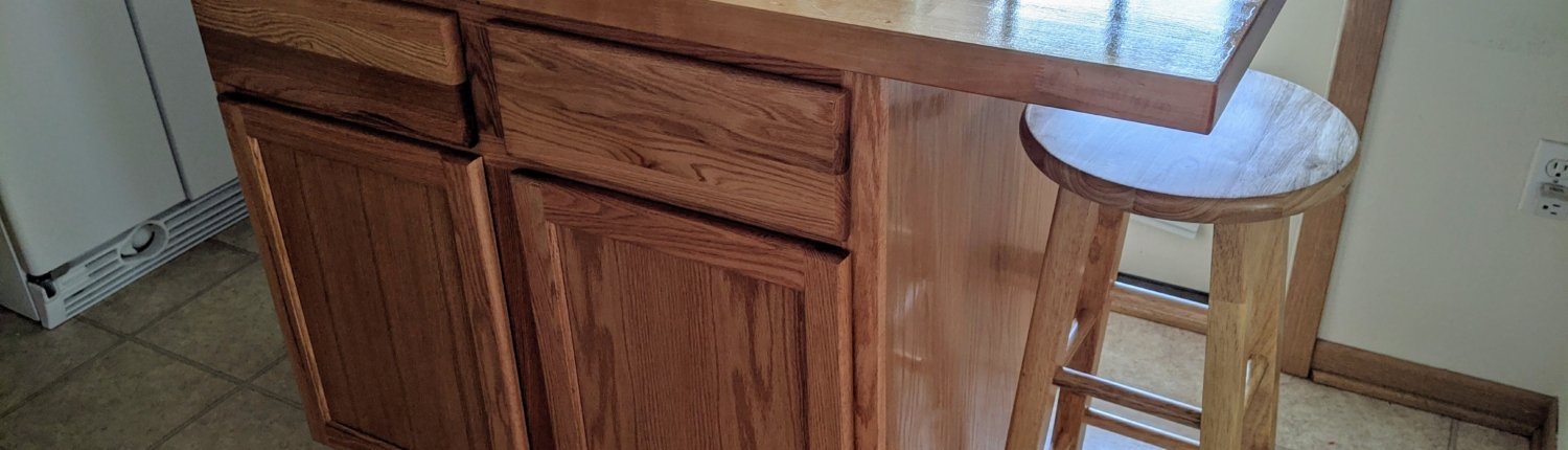 Freshly painted kitchen island