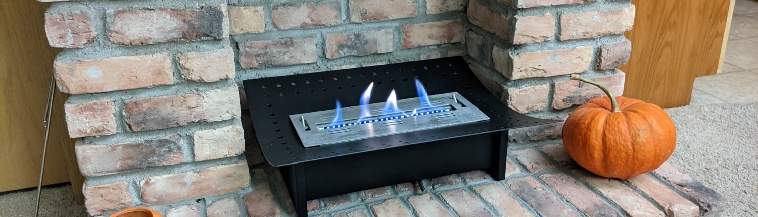 Ventless fireplace flame flickering giving warmth