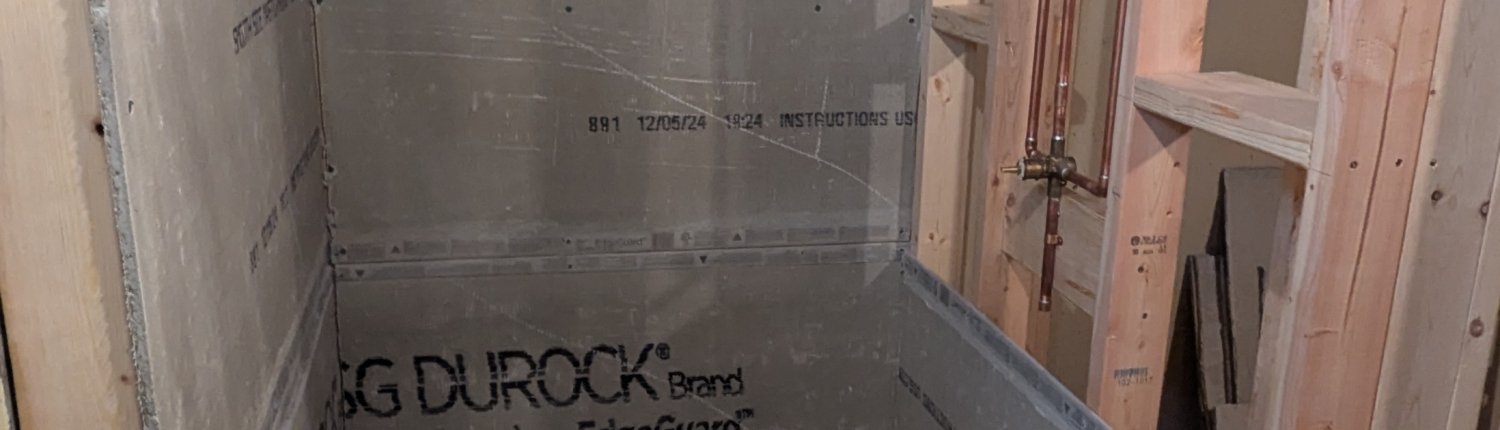 Walk in shower durock cement board installed