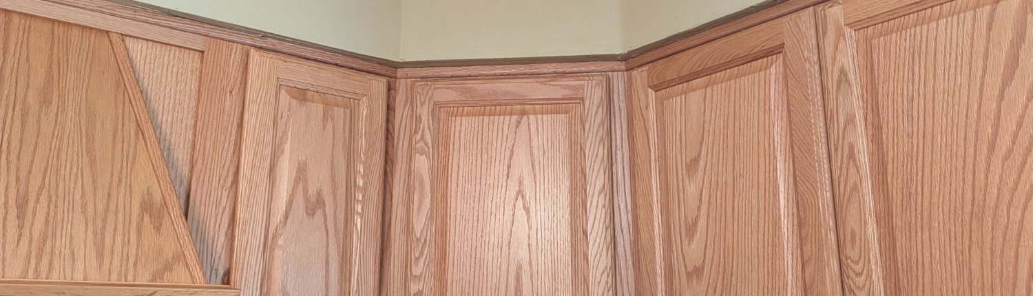 Kitchen wall cabinets with trim installed